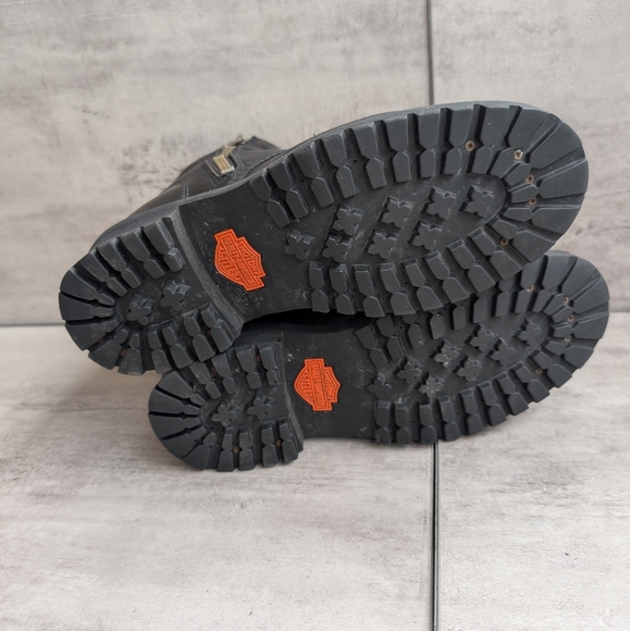 Harley Davidson Women's Black Leather Motorcycle Combat Boots Size 9 Side Zip - Picture 12 of 15